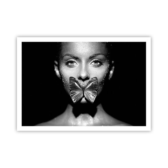 Obraz - Plakat - Motyli pocałunek - 100x70cm - Abstrakcja Kobieta Motyl - Foto Plakaty bez ramy na ścianę do Salonu Sypialni ARTTOR ARTTOR
