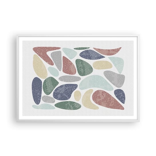 Obraz - Plakat - Mozaika pudrowanych barw - 100x70cm - Minimalizm Pastelowe Boho - Foto Plakaty w ramie koloru białego do Salonu Sypialni ARTTOR ARTTOR