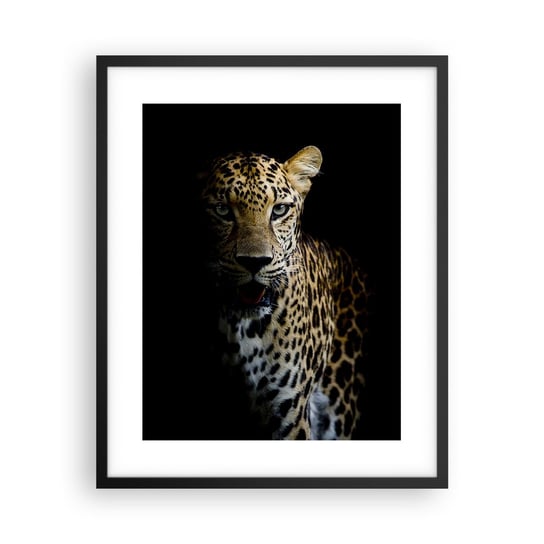 Obraz - Plakat - Mroczne piękno - 40x50cm - Zwierzęta Lampart Dziki Kot - Foto Plakaty w ramie koloru czarnego do Salonu Sypialni ARTTOR ARTTOR