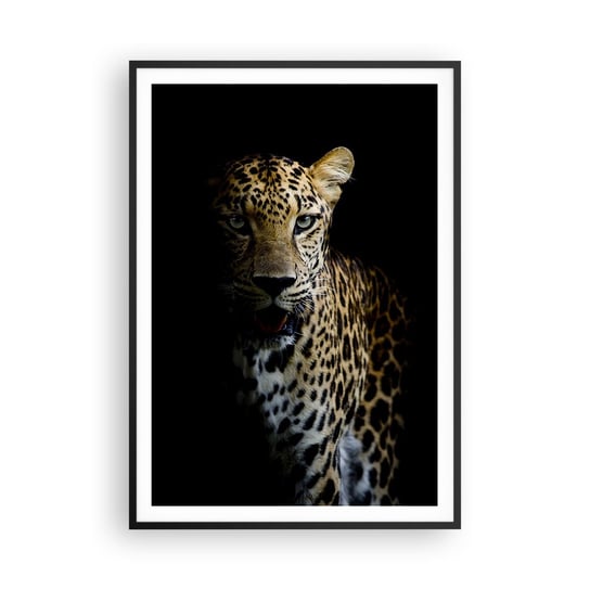 Obraz - Plakat - Mroczne piękno - 70x100cm - Zwierzęta Lampart Dziki Kot - Foto Plakaty w ramie koloru czarnego do Salonu Sypialni ARTTOR ARTTOR
