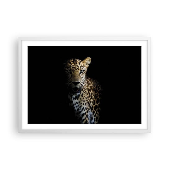 Obraz - Plakat - Mroczne piękno - 70x50cm - Zwierzęta Lampart Dziki Kot - Nowoczesny modny obraz Plakat rama biała ARTTOR ARTTOR