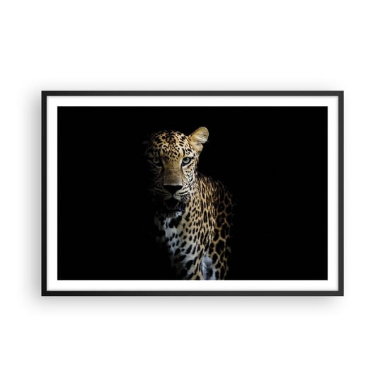 Obraz - Plakat - Mroczne piękno - 91x61cm - Zwierzęta Lampart Dziki Kot - Foto Plakaty na ścianę w czarnej ramie - Plakat do Salonu Sypialni ARTTOR ARTTOR