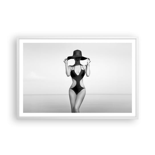 Obraz - Plakat - Na imię mi: Elegancja - 91x61cm - Kobieta Plaża Moda - Foto Plakaty na ścianę w ramie białej - Plakat do Salonu Sypialni ARTTOR ARTTOR
