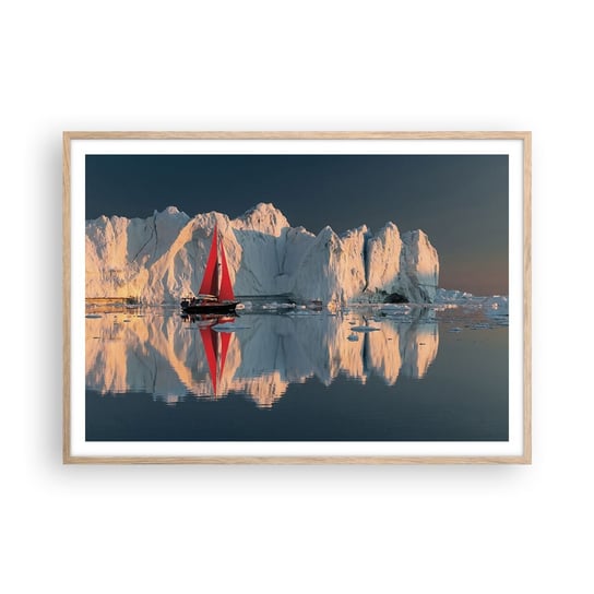 Obraz - Plakat - Na krańcu świata - 100x70cm - Lodowiec Krajobraz Grenlandia - Foto Plakaty w ramie koloru jasny dąb do Salonu Sypialni ARTTOR ARTTOR