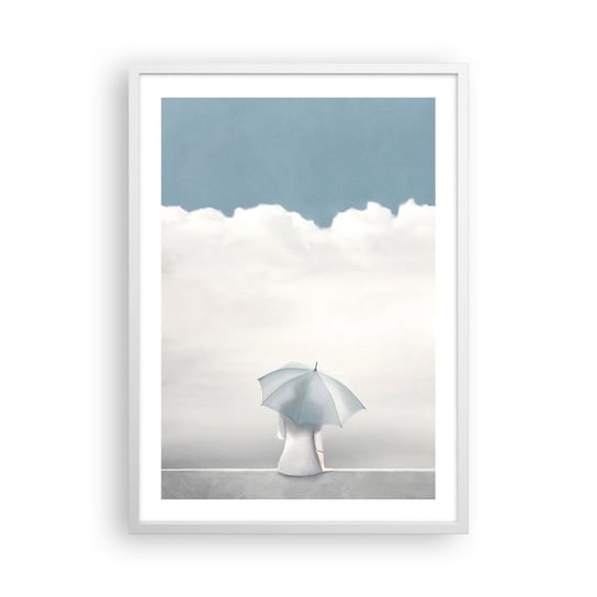 Obraz - Plakat - Na krawędzi jawy i marzenia - 50x70cm - Minimalizm Parasol Chmury - Nowoczesny modny obraz Plakat rama biała ARTTOR ARTTOR