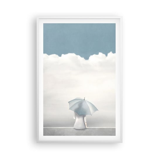 Obraz - Plakat - Na krawędzi jawy i marzenia - 61x91cm - Minimalizm Parasol Chmury - Foto Plakaty na ścianę w ramie białej - Plakat do Salonu Sypialni ARTTOR ARTTOR