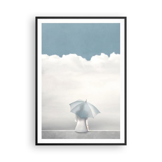 Obraz - Plakat - Na krawędzi jawy i marzenia - 70x100cm - Minimalizm Parasol Chmury - Foto Plakaty w ramie koloru czarnego do Salonu Sypialni ARTTOR ARTTOR
