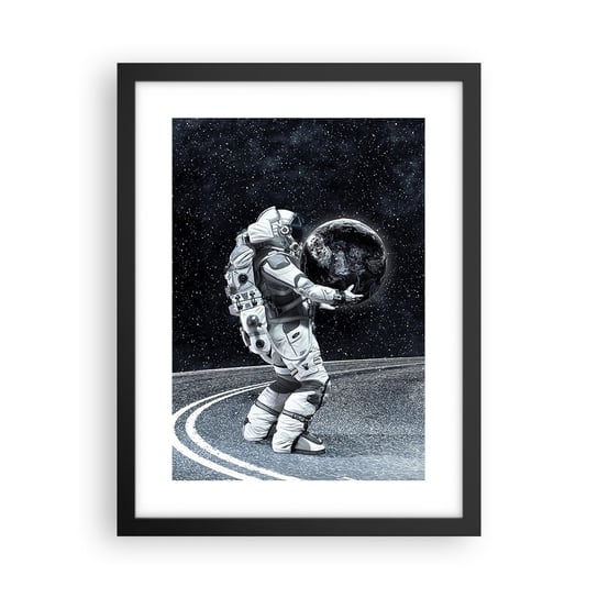 Obraz - Plakat - Na Mlecznej Drodze - 30x40cm - Kosmos Astronauta Fantasy - Foto Plakaty na ścianę w czarnej ramie - Plakat do Salonu Sypialni ARTTOR ARTTOR