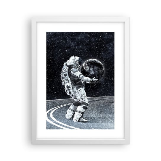 Obraz - Plakat - Na Mlecznej Drodze - 30x40cm - Kosmos Astronauta Fantasy - Foto Plakaty na ścianę w ramie białej - Plakat do Salonu Sypialni ARTTOR ARTTOR