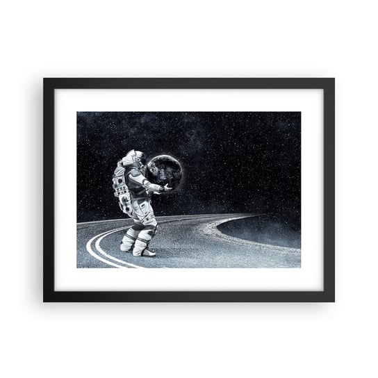 Obraz - Plakat - Na Mlecznej Drodze - 40x30cm - Kosmos Astronauta Fantasy - Foto Plakaty na ścianę w czarnej ramie - Plakat do Salonu Sypialni ARTTOR ARTTOR