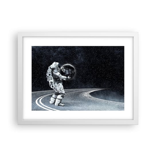 Obraz - Plakat - Na Mlecznej Drodze - 40x30cm - Kosmos Astronauta Fantasy - Foto Plakaty na ścianę w ramie białej - Plakat do Salonu Sypialni ARTTOR ARTTOR
