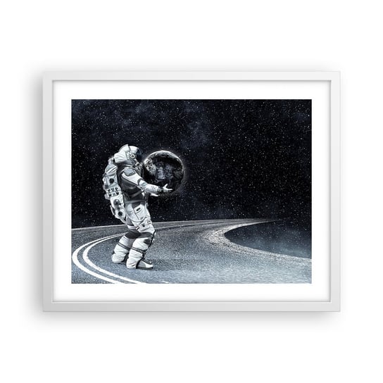 Obraz - Plakat - Na Mlecznej Drodze - 50x40cm - Kosmos Astronauta Fantasy - Foto Plakaty w ramie koloru białego do Salonu Sypialni ARTTOR ARTTOR