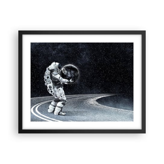 Obraz - Plakat - Na Mlecznej Drodze - 50x40cm - Kosmos Astronauta Fantasy - Foto Plakaty w ramie koloru czarnego do Salonu Sypialni ARTTOR ARTTOR