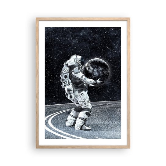 Obraz - Plakat - Na Mlecznej Drodze - 50x70cm - Kosmos Astronauta Fantasy - Nowoczesny modny obraz Plakat rama jasny dąb ARTTOR ARTTOR