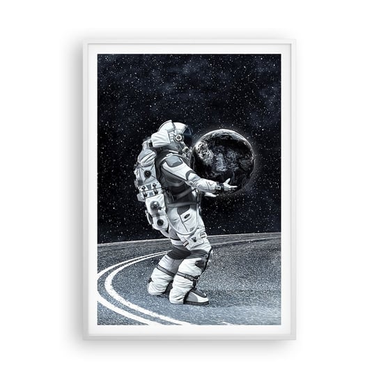 Obraz - Plakat - Na Mlecznej Drodze - 70x100cm - Kosmos Astronauta Fantasy - Foto Plakaty w ramie koloru białego do Salonu Sypialni ARTTOR ARTTOR