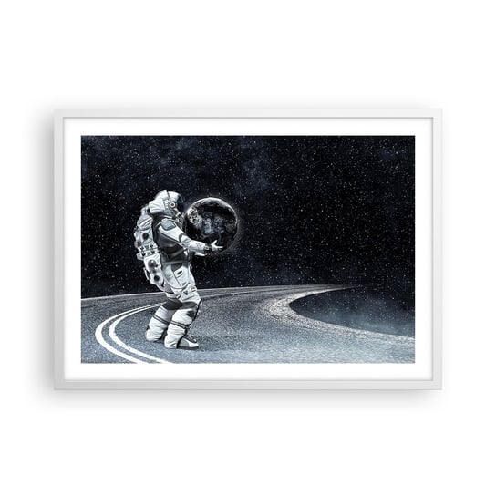 Obraz - Plakat - Na Mlecznej Drodze - 70x50cm - Kosmos Astronauta Fantasy - Nowoczesny modny obraz Plakat rama biała ARTTOR ARTTOR