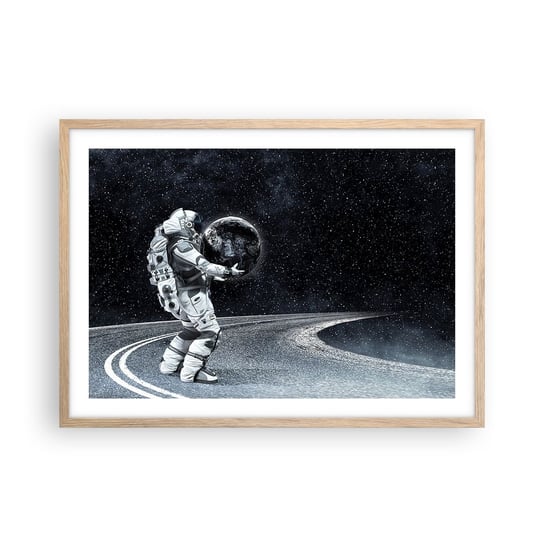 Obraz - Plakat - Na Mlecznej Drodze - 70x50cm - Kosmos Astronauta Fantasy - Nowoczesny modny obraz Plakat rama jasny dąb ARTTOR ARTTOR