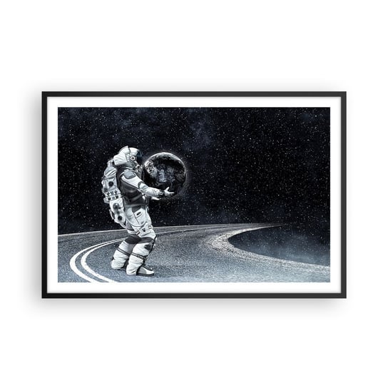 Obraz - Plakat - Na Mlecznej Drodze - 91x61cm - Kosmos Astronauta Fantasy - Foto Plakaty na ścianę w czarnej ramie - Plakat do Salonu Sypialni ARTTOR ARTTOR