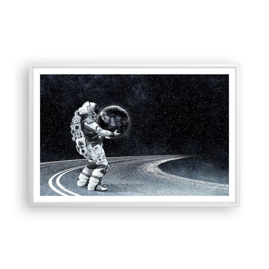 Obraz - Plakat - Na Mlecznej Drodze - 91x61cm - Kosmos Astronauta Fantasy - Foto Plakaty na ścianę w ramie białej - Plakat do Salonu Sypialni ARTTOR ARTTOR