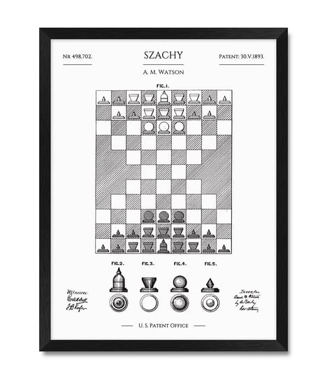 Obraz plakat na ścianę gra w szachy plansza szachowa vintage retro 32x42 cm iWALL studio