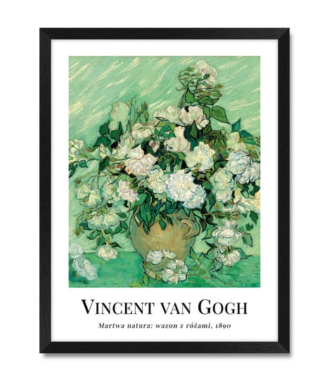 Obraz plakat na ścianę martwa natura wazon róża róże Vincent van Gogh 32x42 cm iWALL studio