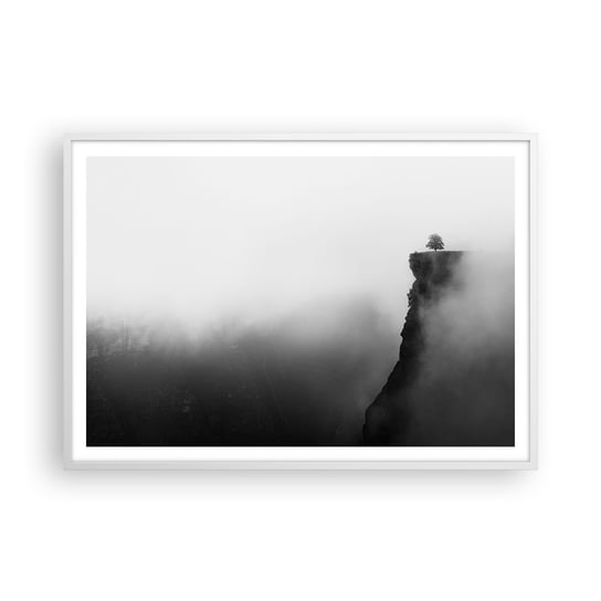 Obraz - Plakat - Na skraju świata - 100x70cm - Krajobraz Mgła Klif - Foto Plakaty w ramie koloru białego do Salonu Sypialni ARTTOR ARTTOR