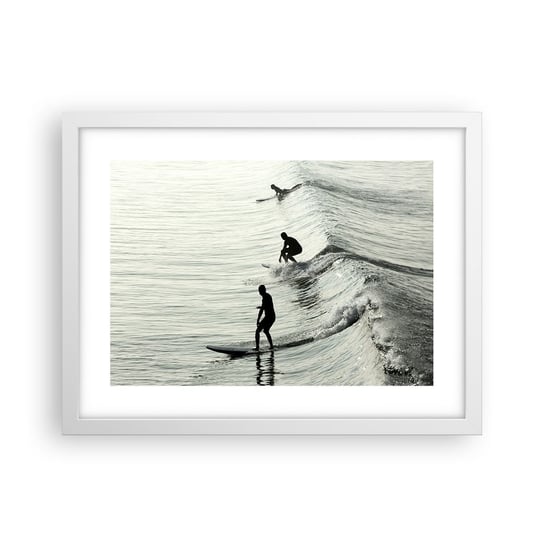 Obraz - Plakat - Na spotkanie fali - 40x30cm - Surfing Sport Ocean - Foto Plakaty na ścianę w ramie białej - Plakat do Salonu Sypialni ARTTOR ARTTOR