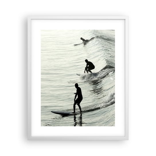 Obraz - Plakat - Na spotkanie fali - 40x50cm - Surfing Sport Ocean - Foto Plakaty w ramie koloru białego do Salonu Sypialni ARTTOR ARTTOR