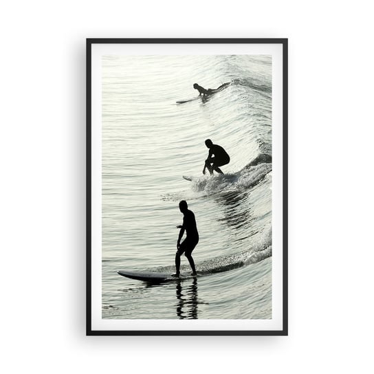 Obraz - Plakat - Na spotkanie fali - 61x91cm - Surfing Sport Ocean - Foto Plakaty na ścianę w czarnej ramie - Plakat do Salonu Sypialni ARTTOR ARTTOR