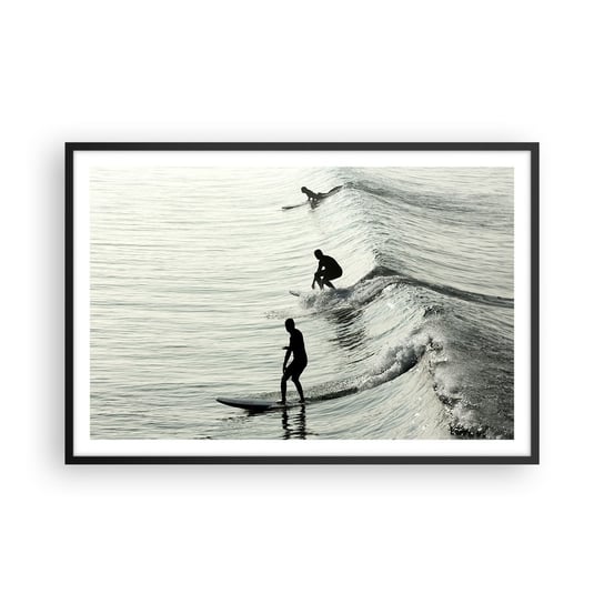 Obraz - Plakat - Na spotkanie fali - 91x61cm - Surfing Sport Ocean - Foto Plakaty na ścianę w czarnej ramie - Plakat do Salonu Sypialni ARTTOR ARTTOR