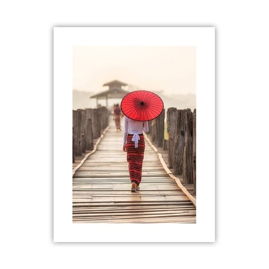 Obraz - Plakat - Na starym moście - 30x40cm - Parasol Birma Drewniany Pomost - Foto Plakaty na ścianę bez ramy - Plakat do Salonu Sypialni ARTTOR ARTTOR