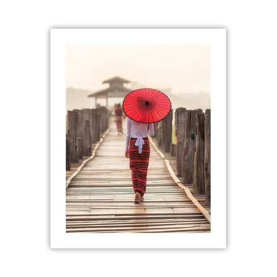 Obraz - Plakat - Na starym moście - 40x50cm - Parasol Birma Drewniany Pomost - Foto Plakaty bez ramy do Salonu Sypialni ARTTOR ARTTOR