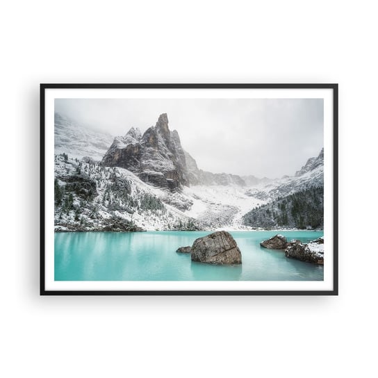 Obraz - Plakat - Na straży - 100x70cm - Krajobraz Jezioro Alpy - Foto Plakaty w ramie koloru czarnego do Salonu Sypialni ARTTOR ARTTOR
