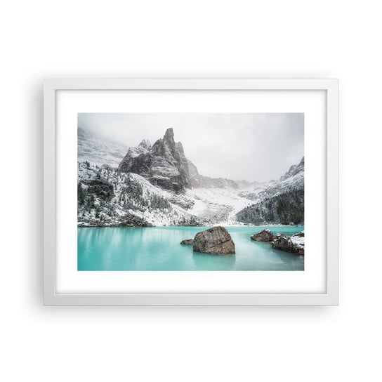 Obraz - Plakat - Na straży - 40x30cm - Krajobraz Jezioro Alpy - Foto Plakaty na ścianę w ramie białej - Plakat do Salonu Sypialni ARTTOR ARTTOR