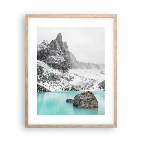Obraz - Plakat - Na straży - 40x50cm - Krajobraz Jezioro Alpy - Foto Plakaty w ramie koloru jasny dąb do Salonu Sypialni ARTTOR ARTTOR