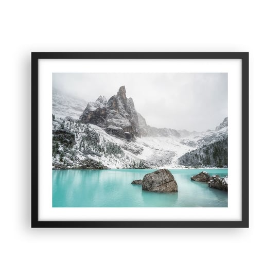 Obraz - Plakat - Na straży - 50x40cm - Krajobraz Jezioro Alpy - Foto Plakaty w ramie koloru czarnego do Salonu Sypialni ARTTOR ARTTOR
