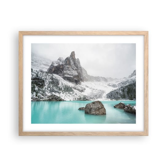 Obraz - Plakat - Na straży - 50x40cm - Krajobraz Jezioro Alpy - Foto Plakaty w ramie koloru jasny dąb do Salonu Sypialni ARTTOR ARTTOR