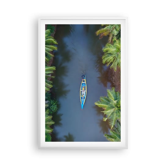 Obraz - Plakat - Na tropikalnym szlaku - 61x91cm - Indie Egzotyka Łódka - Foto Plakaty na ścianę w ramie białej - Plakat do Salonu Sypialni ARTTOR ARTTOR