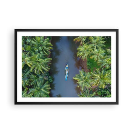 Obraz - Plakat - Na tropikalnym szlaku - 70x50cm - Indie Egzotyka Łódka - Nowoczesny modny obraz Plakat czarna rama ARTTOR ARTTOR