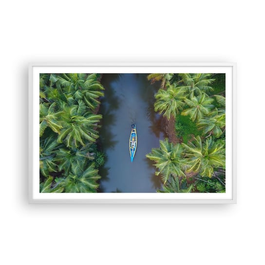 Obraz - Plakat - Na tropikalnym szlaku - 91x61cm - Indie Egzotyka Łódka - Foto Plakaty na ścianę w ramie białej - Plakat do Salonu Sypialni ARTTOR ARTTOR