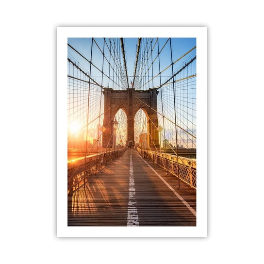 Obraz - Plakat - Na złotym moście - 50x70cm - Nowy Jork Most Brookliński Architektura - Nowoczesny modny obraz Plakat bez ramy do Salonu Sypialni ARTTOR ARTTOR