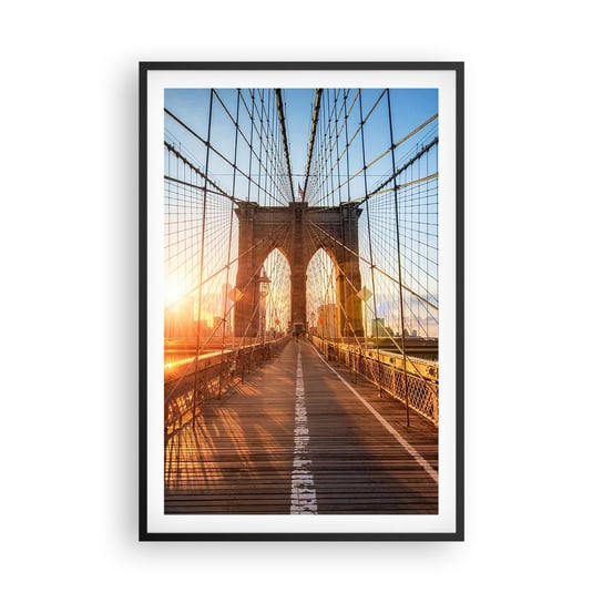 Obraz - Plakat - Na złotym moście - 61x91cm - Nowy Jork Most Brookliński Architektura - Foto Plakaty na ścianę w czarnej ramie - Plakat do Salonu Sypialni ARTTOR ARTTOR