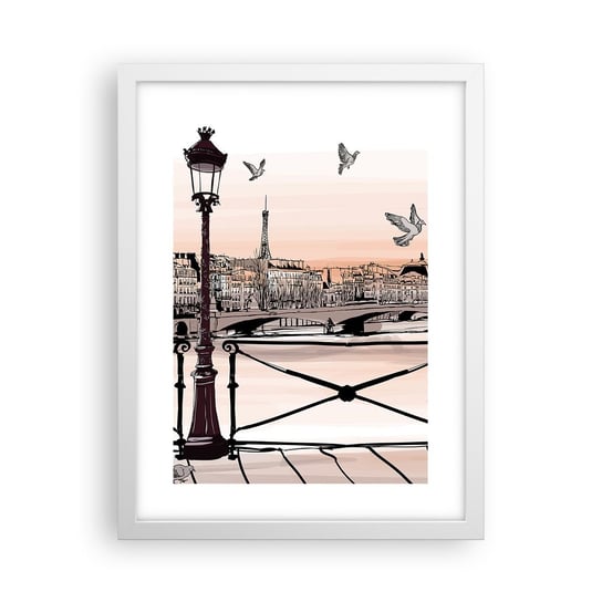 Obraz - Plakat - Nad dachami Paryża - 30x40cm - Architektura Miasto Paryż - Foto Plakaty na ścianę w ramie białej - Plakat do Salonu Sypialni ARTTOR ARTTOR