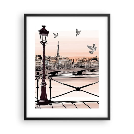 Obraz - Plakat - Nad dachami Paryża - 40x50cm - Architektura Miasto Paryż - Foto Plakaty w ramie koloru czarnego do Salonu Sypialni ARTTOR ARTTOR
