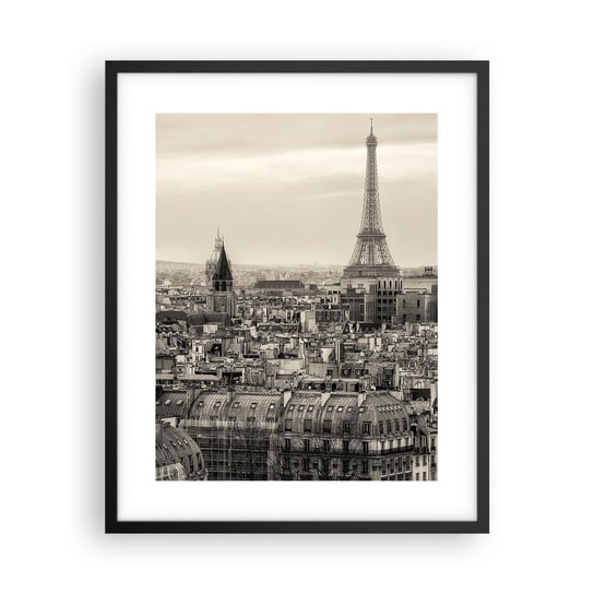 Obraz - Plakat - Nad dachami Paryża - 40x50cm - Miasto Paryż Architektura - Foto Plakaty w ramie koloru czarnego do Salonu Sypialni ARTTOR ARTTOR