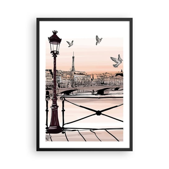 Obraz - Plakat - Nad dachami Paryża - 50x70cm - Architektura Miasto Paryż - Nowoczesny modny obraz Plakat czarna rama ARTTOR ARTTOR