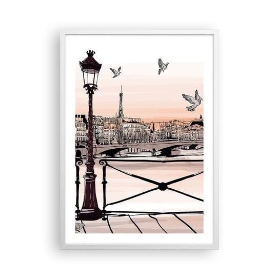 Obraz - Plakat - Nad dachami Paryża - 50x70cm - Architektura Miasto Paryż - Nowoczesny modny obraz Plakat rama biała ARTTOR ARTTOR
