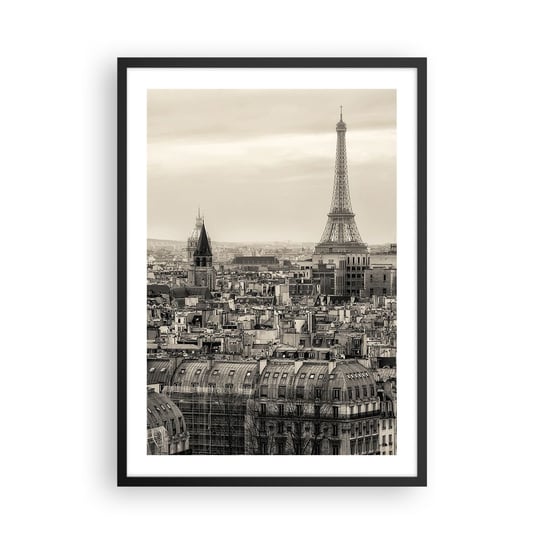 Obraz - Plakat - Nad dachami Paryża - 50x70cm - Miasto Paryż Architektura - Nowoczesny modny obraz Plakat czarna rama ARTTOR ARTTOR