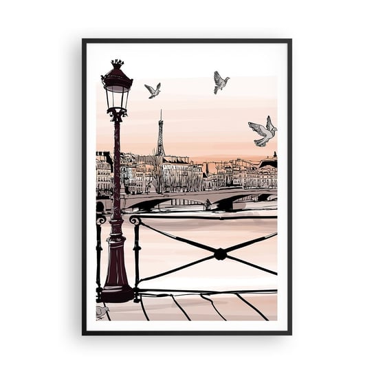 Obraz - Plakat - Nad dachami Paryża - 70x100cm - Architektura Miasto Paryż - Foto Plakaty w ramie koloru czarnego do Salonu Sypialni ARTTOR ARTTOR