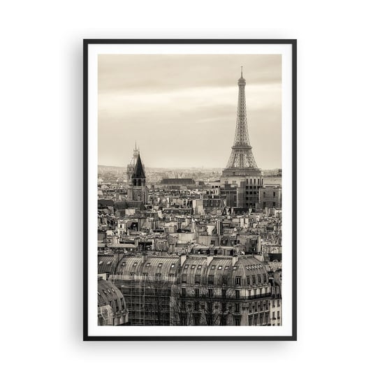 Obraz - Plakat - Nad dachami Paryża - 70x100cm - Miasto Paryż Architektura - Foto Plakaty w ramie koloru czarnego do Salonu Sypialni ARTTOR ARTTOR